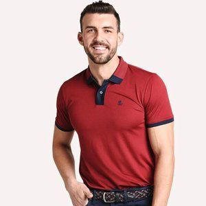 G/Fore Contrast Golf Polo Shirt Red and Navy with Skull Logo Size XL Silo Ridge